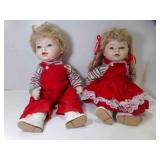 Twin Baby Boy & Girl Porcelain Face & Hands 1990