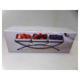 NEW Modern White 4 Piece Serving Bowl Set w/Metal