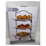 USED Open Box 3 Tier Serving Plate Set w/Metal