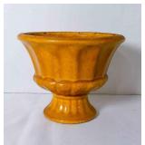 Vintage mustard yellow ceramic pedestal planter