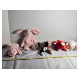 Beanie Baby; 2 Pigs, Lamb, Kitty, Bunny