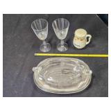 Etched Glasbake Oval Casserole dish & lid