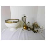 Vintage white hobnail milk glass chandelier