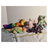 Beanie Baby; Snail, Worm, Bat, Iguana, Bear