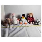 Beanie Baby; Cockatoo, Penguin, Monkey