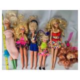 5 Dolls; 2 Barbies stamped 1987, 1 stamped 1966