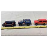 3 Die-cast metal pickup truck, SUV, van