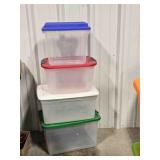 4 Plastic Tubs; various sizes