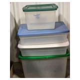 4 Plastic Tubs; various sizes