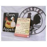 Metal Rooster Country Coffee, Bon Appetit, Welcome