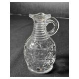 Clear glass Cruet; 4 pour spouts; Dimple pattern