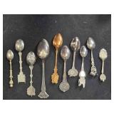 10 Souvenir Spoons; Ellis Island, Catalina Island