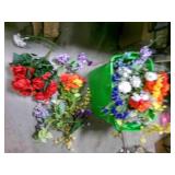 Silk Flower bushes in tote Containers