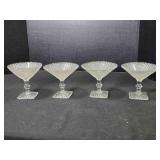 4 Compote Dishes; stemmed w/square base