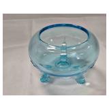 Blue Glass 3 legged bowl