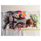 Beanie Baby; Lobster, Fish, Walrus, Otter, Bear