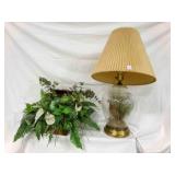 Glass Ginger Jar Lamp w/quail inside, Chest floral