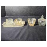 Kerr glass jar w/lid; Cut glass bowl 3 7/8" across