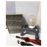Step Stool, 2 umbrellas, small hamper