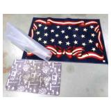 Patriotic throw rug, 53" x 35", hard plastic roll