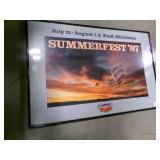 1987 SummerFest Glass Framed Poster 30" x 20"
