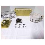 2 sets shower Curtain hooks, 3 wire baskets