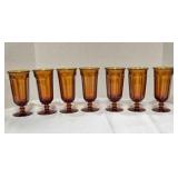 7 Footed Amber Glass Parfait Goblets