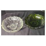 2 Indiana Glass Sunflower bowls; 3 footed