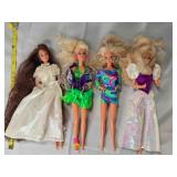 4 Barbie Dolls & outfits; all stamped Mattel 1966