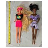2 Barbie Dolls & outfits; both stamped Mattel