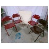 Card Table 34" padded, 4 metal Folding chairs