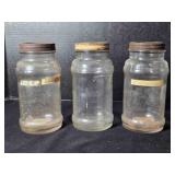3 Glass Storage Jars w/lids; 9" tall