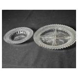 Four compartment Relish Tray; Glass Cereal Bowl