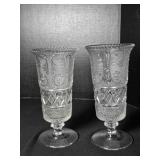 Sandwich Crystal Footed Flared Vase