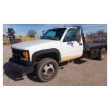 2002 CHEVY 3500 PICKUP W/FLATBED. 11X7