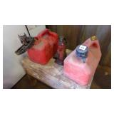 2-SMALL PLASTIC FUEL CONTAINERS, SMALL BOTTLE