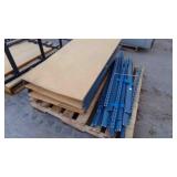 SHELVING, METAL FRAME, WOOD SHELVES