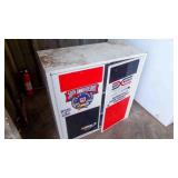 METAL CABINET WITH SHELVES, 30" X 14" X 30"