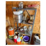Shelf & Contents, kitchenware, coolers, pans etc.
