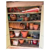 Garage Cabinet Contents- pots, lawn items etc.