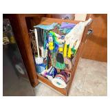 Cabinet Contents- hardware, lawn, brushes, tools