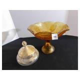 Indiana Glass Harvest Grape Pedestal Bowl, Jar