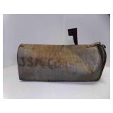 OLD Rustic Smashed Metal Mailbox w/Signal Flag