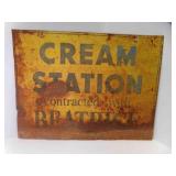 Vintage Metal Sign CREAM STATION Contracted with