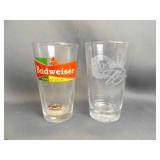 2 Budweiser Drinking Glasses - Hooters 20th