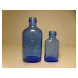 7" & 5" Cobalt Blue Embossed Milk of Magnesia