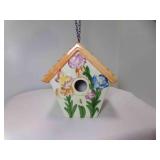 Ceramic Birdhouse Embossed Flowers & Butterflies