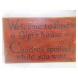 Hand Painted Wood Sign "Welcome to Papaw & Gigi