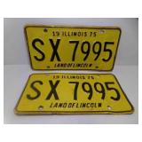 2 Matching Pair 1975 Illinois Land of Lincoln