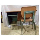 Vintage School Desk Laminate Hard Top Steel Frame